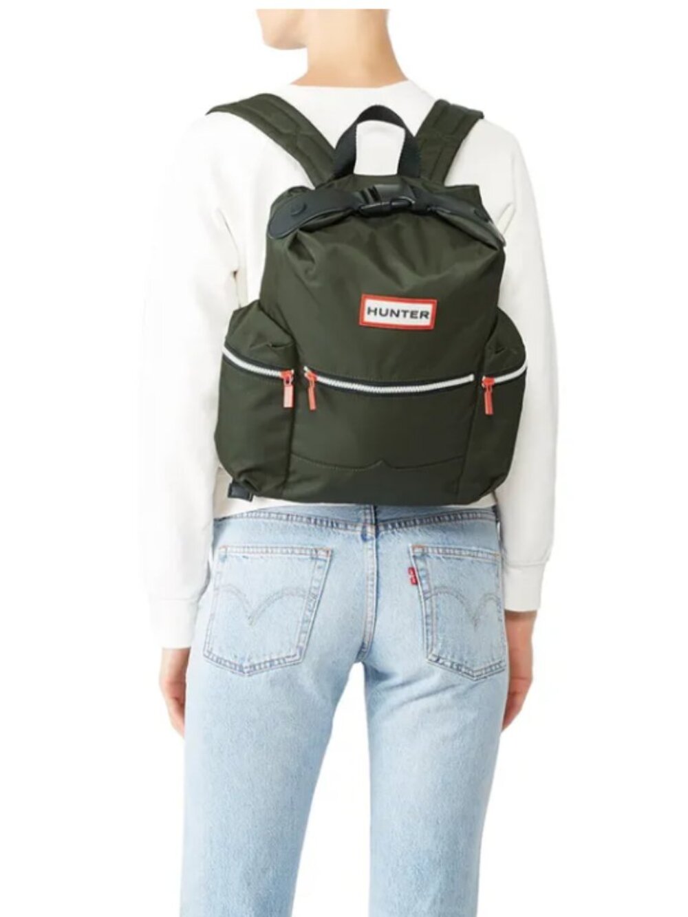 Hunter Unisex Nylon Large Top clip Backpack - Dark Olive Green